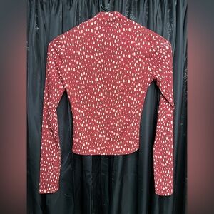 Forever 21 Sheer Burgundy Mock Neck Long Sleeve Top – Size Small